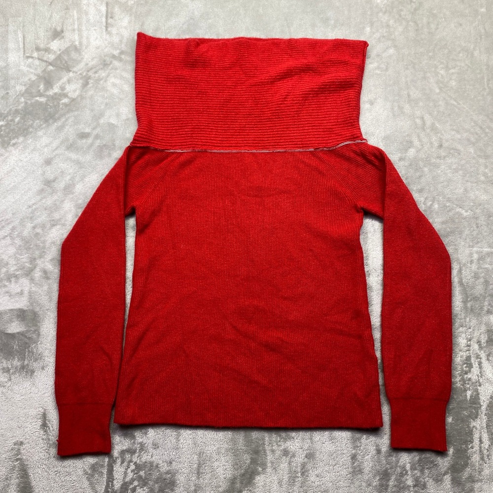 Leith Women Red Chili Off Shoulder Cowl Neck Ribbed Sweater M‎ NWT Boho Preppy